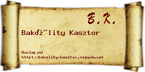 Bakálity Kasztor névjegykártya